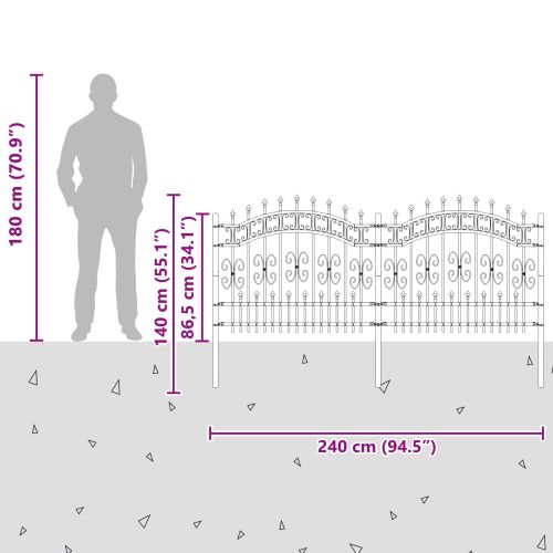 Градска ограда KAMPEN 240 x 140 cm Прахово покритие стомана