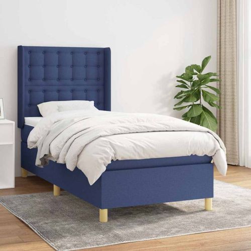 Боксспринг легло с матрак, синя, 90x190 см, плат