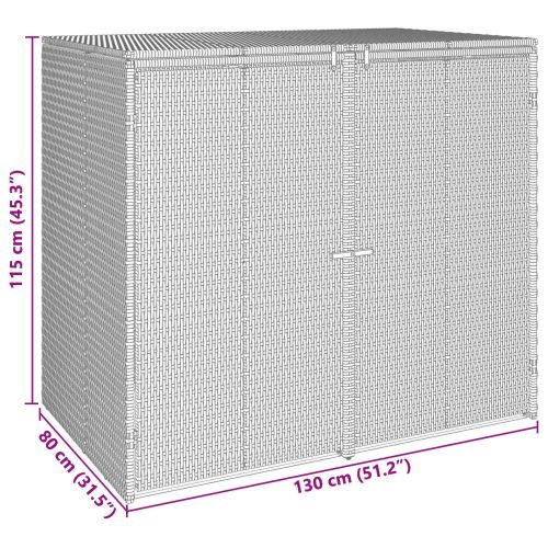 Кутия за боклук 2 бр. Черно 130 x 80 x 115 см Полиетилен