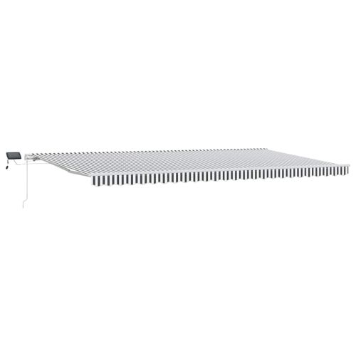 Ръчно прибираща се тента с LED, антрацит и бял, 600x300 см