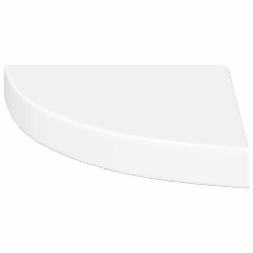 Плаващи ъглови рафтове, 4 бр., бяло, гланц, 25x25x3,8 см, MDF