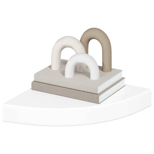 Плаващи ъглови рафтове, 4 бр., бяло, гланц, 25x25x3,8 см, MDF