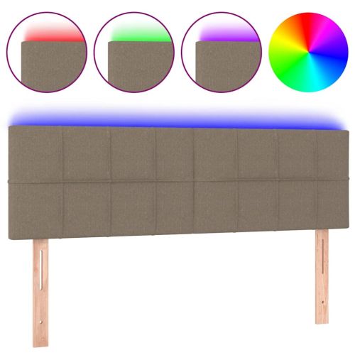 LED горна табла за легло, таупе, 144x5x78/88 см, плат