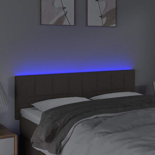 LED горна табла за легло, таупе, 144x5x78/88 см, плат