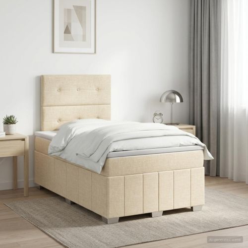 Континентално легло с матрак Кремаво 120 x 190 cm Текстил
