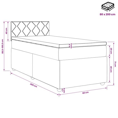 Континентално легло с матрак Кремаво 80 x 200 cm Текстил