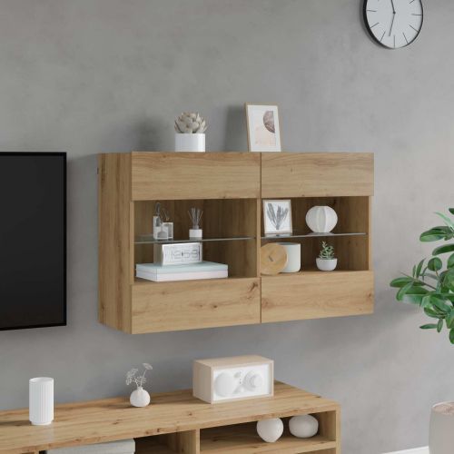 TV стенен шкаф 98,5 x 30 x 60,5 см Дъб Инженерна дървесина