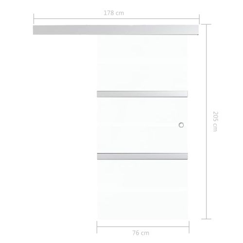 Плъзгаща врата с меки стопери, ESG стъкло и алуминий, 76x205 см