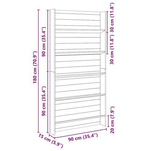 Рафтове за растения Кафяво 90 x 15 x 180 см