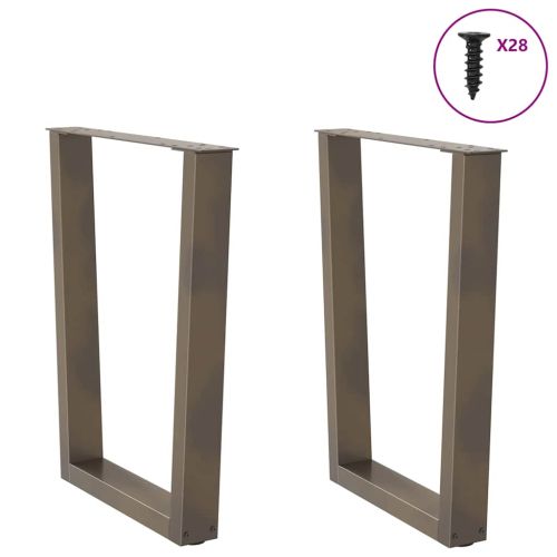 Крака за трапезна маса, V-образни, 2 бр., естествена стомана, 70 x (72-73,3) см, стомана