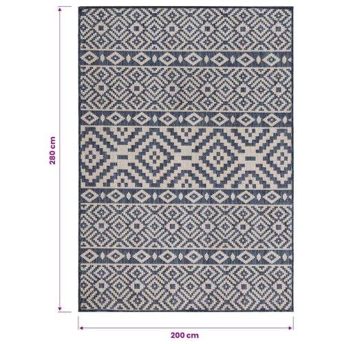 Градински плоскотъкан килим, 200x280 см, сини шевици