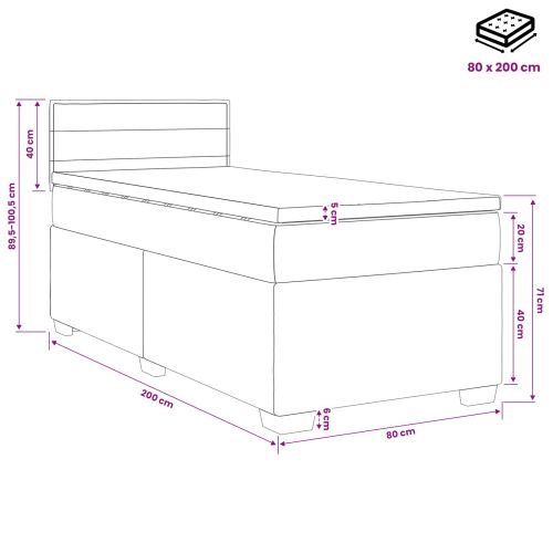 Континентално легло с матрак Черно 80 x 200 cm Текстил