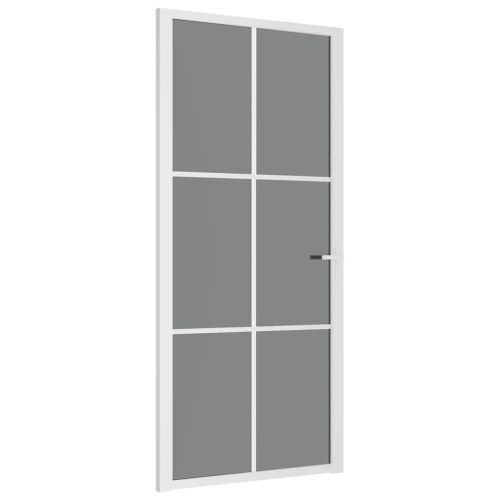 Интериорна врата 93x201,5 см бяла ESG стъкло и алуминий