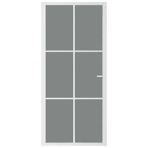 Интериорна врата 93x201,5 см бяла ESG стъкло и алуминий