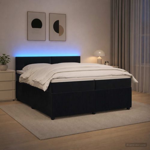 Континентално легло с матрак Черно 200 x 200 cm Кадифе