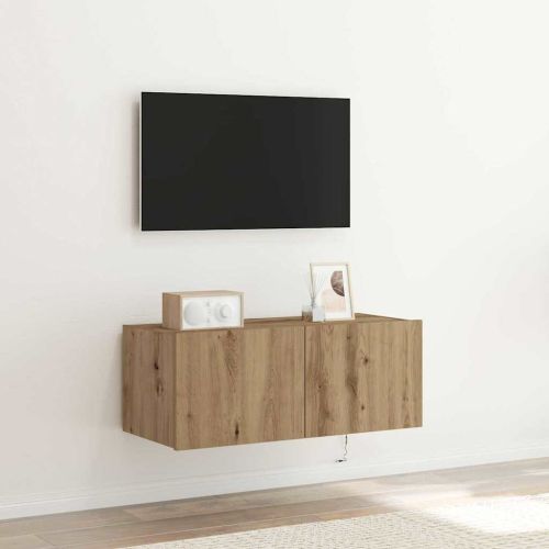 TV стенен шкаф 80 x 35 x 31 cm Дъб Инженерна дървесина