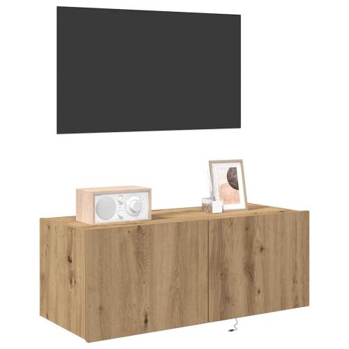 TV стенен шкаф 80 x 35 x 31 cm Дъб Инженерна дървесина