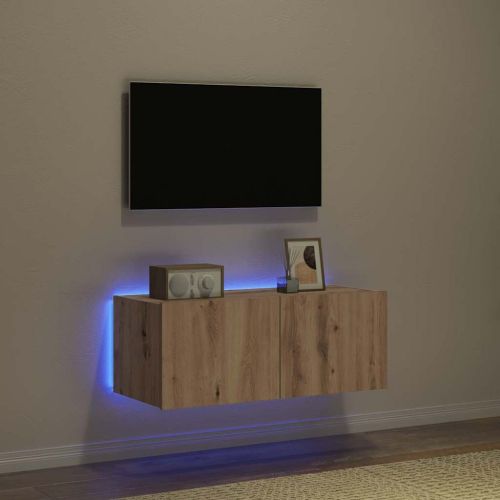TV стенен шкаф 80 x 35 x 31 cm Дъб Инженерна дървесина