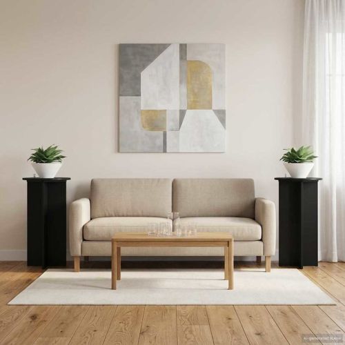 Стойка за растения 2 бр. Черно 40 x 40 x 80 cm