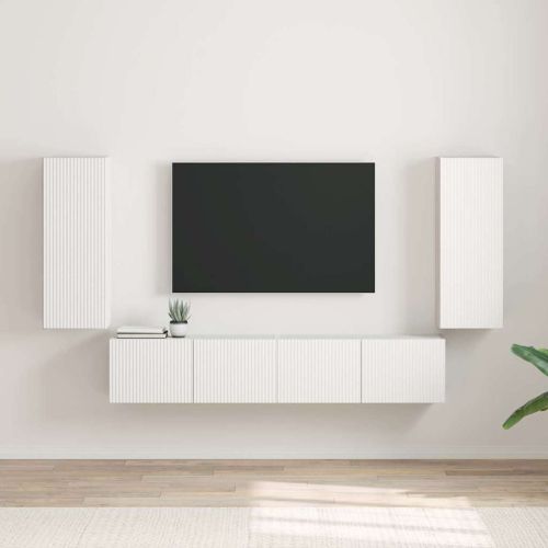 TV стенен шкаф 2 бр. Бяло Инженерна дървесина