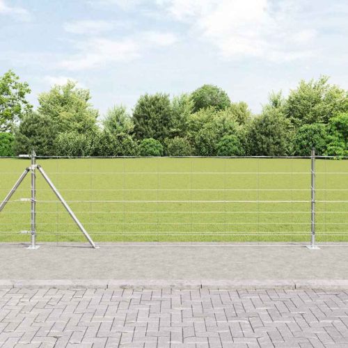 Заварена мрежа от тел с бетонен основание 50 x 0,8 m Сребристо