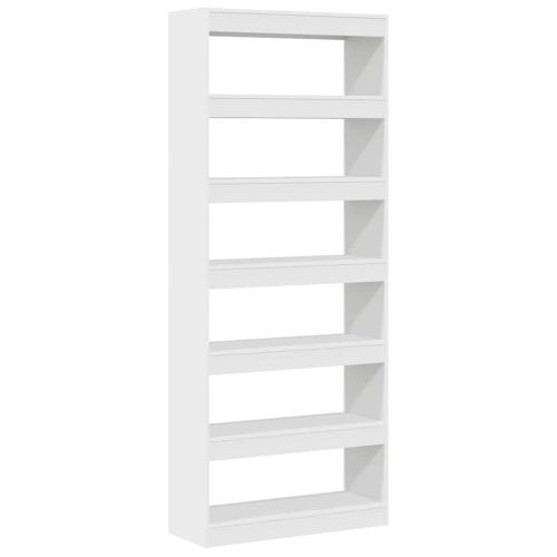 Шкаф за книги 6 нива 80 x 30 x 198 см Инженерна дървесина Бяло