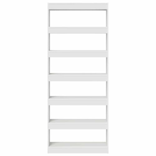 Шкаф за книги 6 нива 80 x 30 x 198 см Инженерна дървесина Бяло
