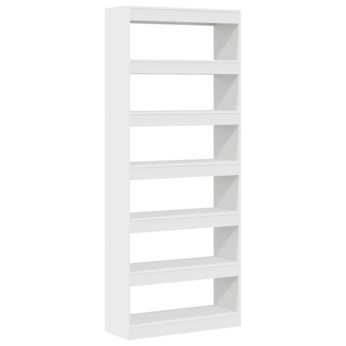 Шкаф за книги 6 нива 80 x 30 x 198 см Инженерна дървесина Бяло