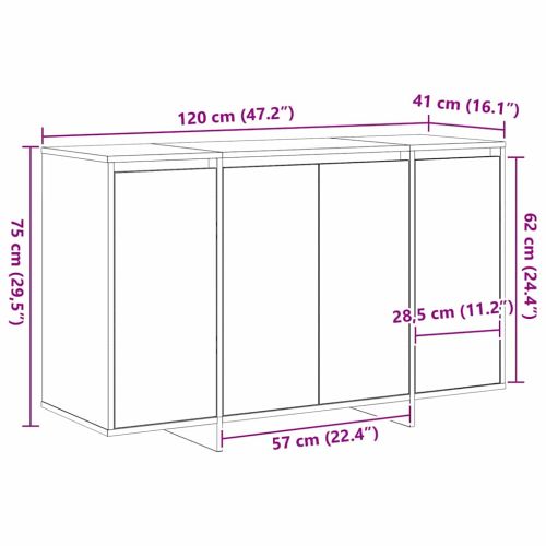 Служебен шкаф Черния дъб 120 x 41 x 75 см Инженерна дървесина