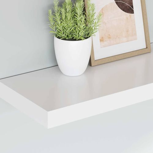 Окачени стенни рафтове, 2 бр, бели, 50x23,5x3,8 см, МДФ
