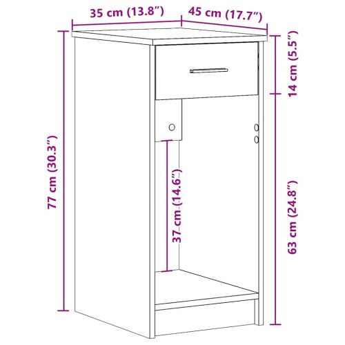 Стойка за компютърна кула с чекмедже бетонно сив 35x45x77 см