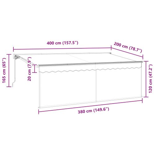 Прибираща се тента Антрацит 400 x 200 cm Полиестер и алуминий