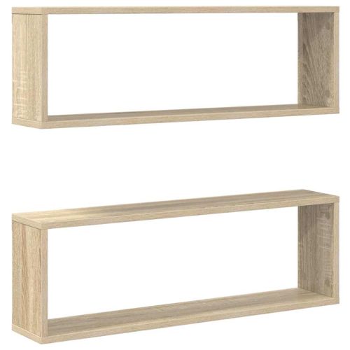Стенни рафтове 2 бр дъб сонома 80x15x26,5 см инженерно дърво