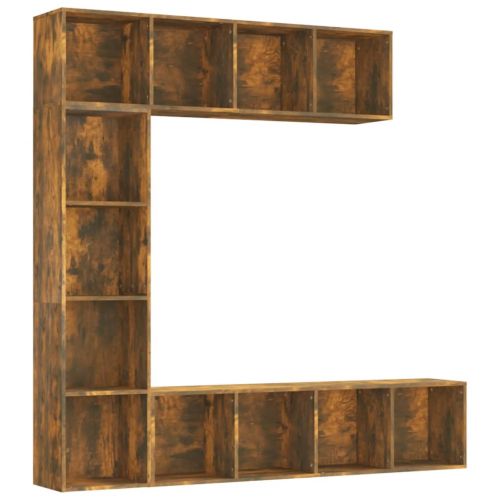 Комплект библиотека/ТВ шкаф от 3 части опушен дъб 180x30x180 см