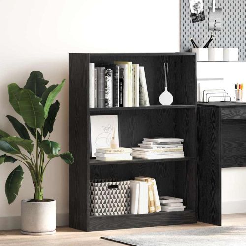 Рафт за книги 80 x 24 x 109 см Инженерна дървесина Черния дъб