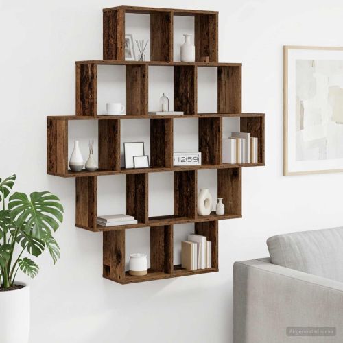 Стенен рафт Старо дърво 120 x 20 x 136 см Инженерна дървесина