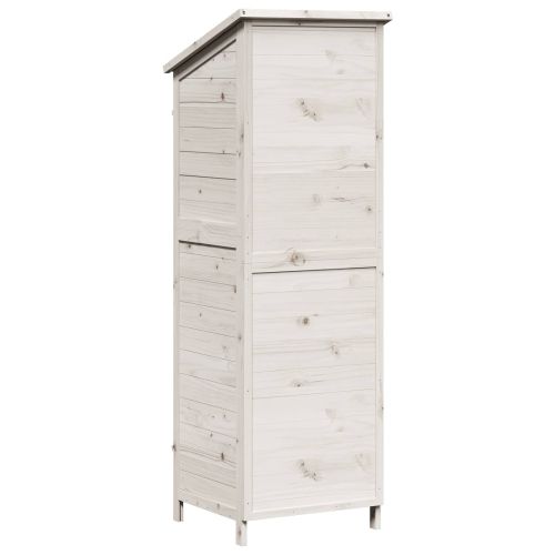 Градина постройка Бяло 59,5 x 56 x 176,5 cm Солидно ела дърво