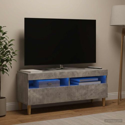 LED телевизионен кабинет ARNHEM 100 x 35 x 43 см Бетонно сиво