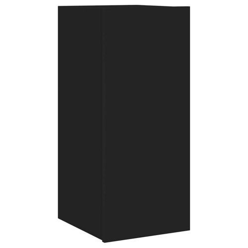 Стенен ТВ шкаф с LED осветление, черен, 30,5x35x70 см