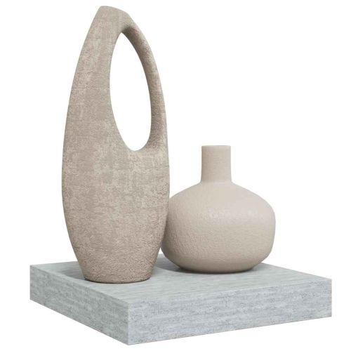 Окачен стенен рафт, бетонно сив, 23x23,5x3,8 см, МДФ