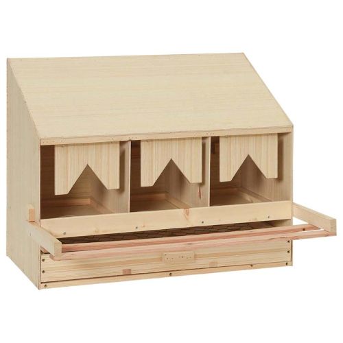 Пилешка гнездилка, 3 отделения, 72x33x54 см, бор масив