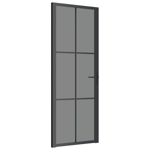 Интериорна врата 76x201,5 см черна ESG стъкло и алуминий