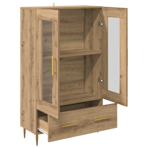 Висок шкаф Дъб 69,5 x 31 x 115 см Инженерна дървесина и стъкло