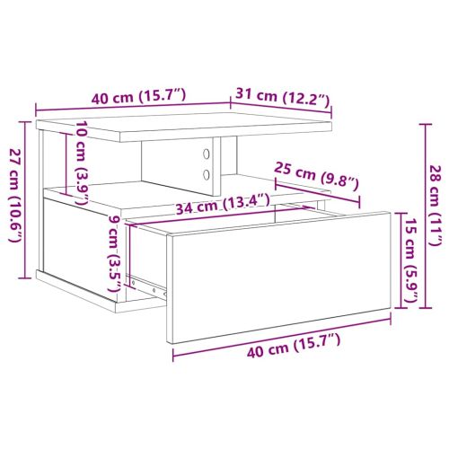 Плаваща нощно шкафче Дъб 40 x 31 x 28 см Инженерна дървесина