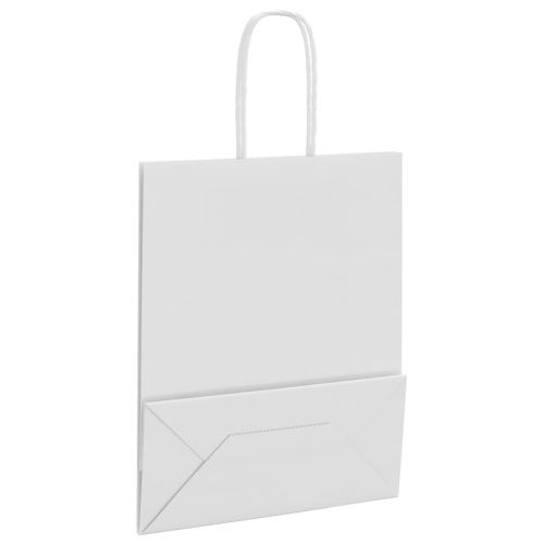 Хартиени торбички 250 бр с дръжки бели 18x8x22 см