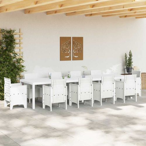 Градинска маса Бяло 350 x 100 x 74 см полиратан