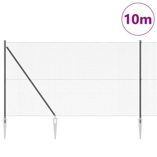 Заварена мрежа с шипове 10 x 1,6 m PVC покрита стомана Сиво