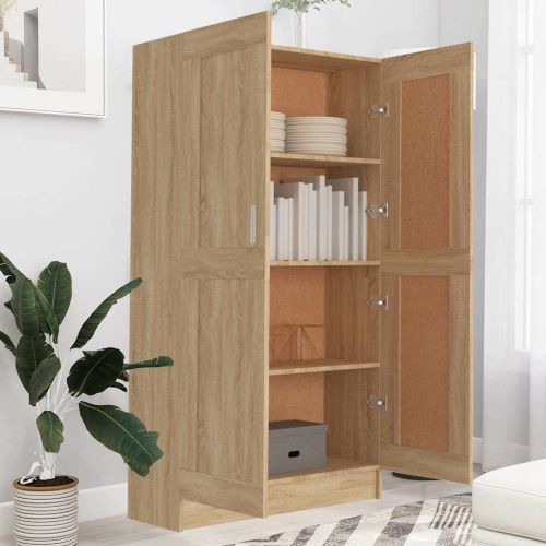 Шкаф за книги, дъб сонома, 82,5x30,5x150 см, инженерно дърво