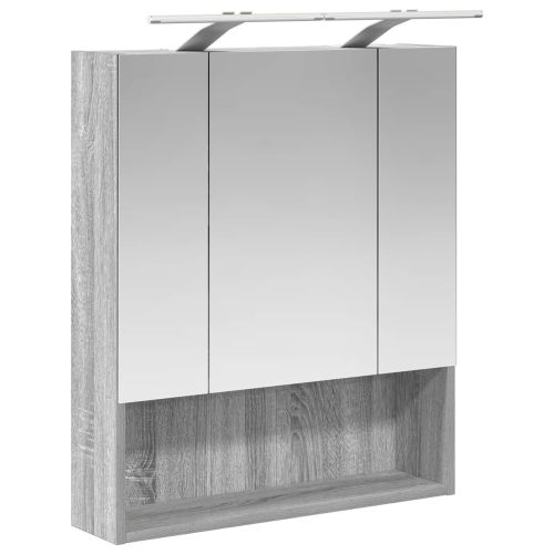 Шкаф с огледало за баня Сив Сонома 60 x 14.5 x 70 см