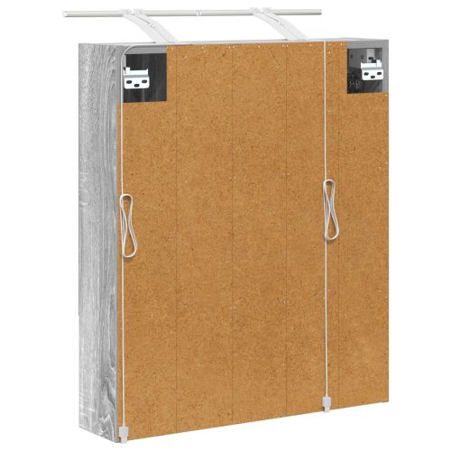 Шкаф с огледало за баня Сив Сонома 60 x 14.5 x 70 см